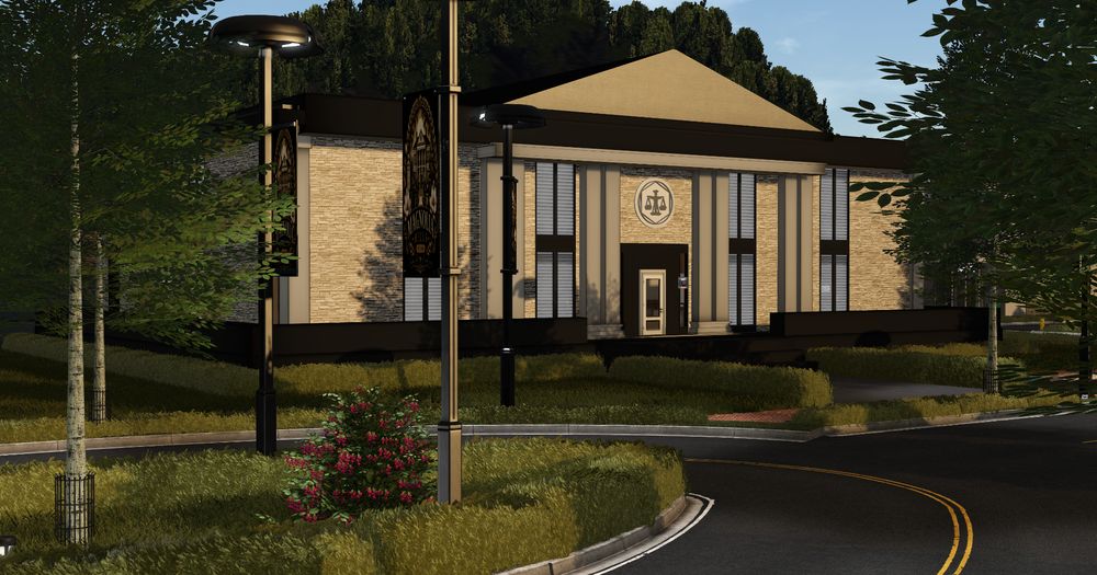 The Magnolia Hills courthouse.
